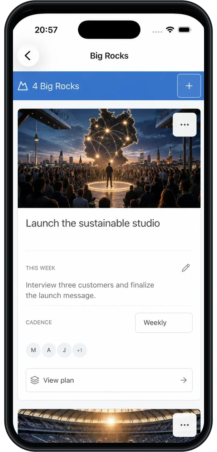 An anonymized real LuminaOS mobile screen showing a visual outcome